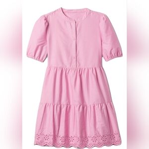 GAP‎ Kids Pink Dress for Girls Size L – Puff Sleeves & Eyelet Hem Detail